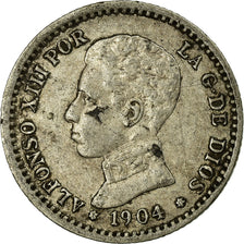 Coin, Spain, Alfonso XIII, 50 Centimos, 1904, Madrid, VF(30-35), Silver, KM:723