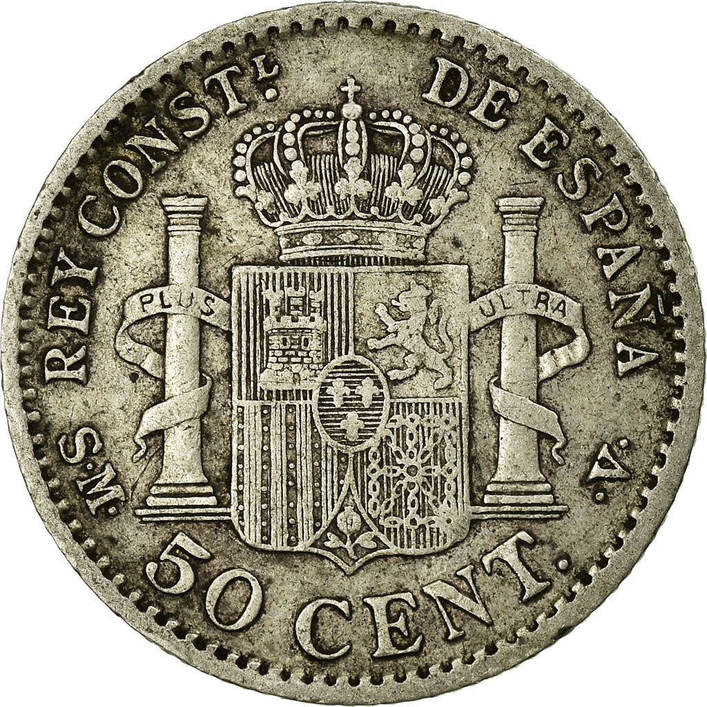Coin, Spain, Alfonso XIII, 50 Centimos, 1904, Madrid, VF(30-35), Silver, KM:723