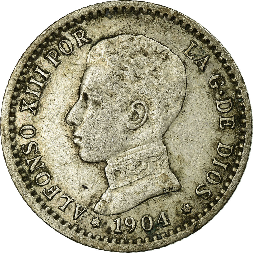 Coin, Spain, Alfonso XIII, 50 Centimos, 1904, Madrid, VF(30-35), Silver, KM:723