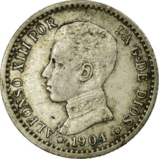 Coin, Spain, Alfonso XIII, 50 Centimos, 1904, Madrid, VF(30-35), Silver, KM:723