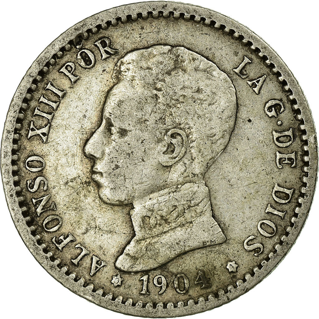 Coin, Spain, Alfonso XIII, 50 Centimos, 1904, Madrid, VF(30-35), Silver, KM:723