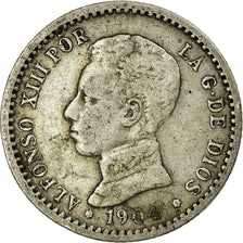 Coin, Spain, Alfonso XIII, 50 Centimos, 1904, Madrid, VF(30-35), Silver, KM:723