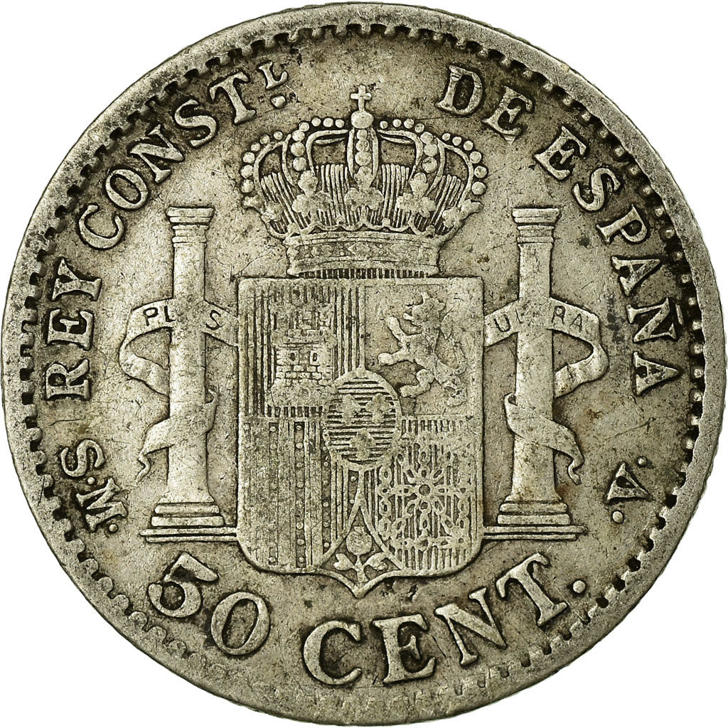 Coin, Spain, Alfonso XIII, 50 Centimos, 1904, Madrid, VF(30-35), Silver, KM:723
