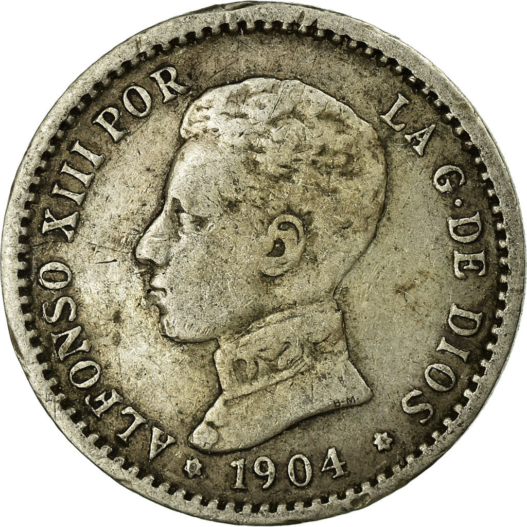 Coin, Spain, Alfonso XIII, 50 Centimos, 1904, Madrid, VF(30-35), Silver, KM:723
