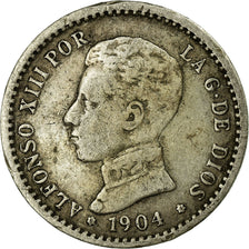 Coin, Spain, Alfonso XIII, 50 Centimos, 1904, Madrid, VF(30-35), Silver, KM:723