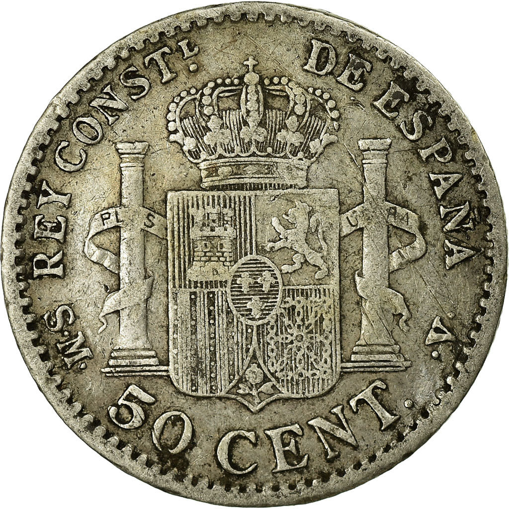 Coin, Spain, Alfonso XIII, 50 Centimos, 1904, Madrid, VF(30-35), Silver, KM:723