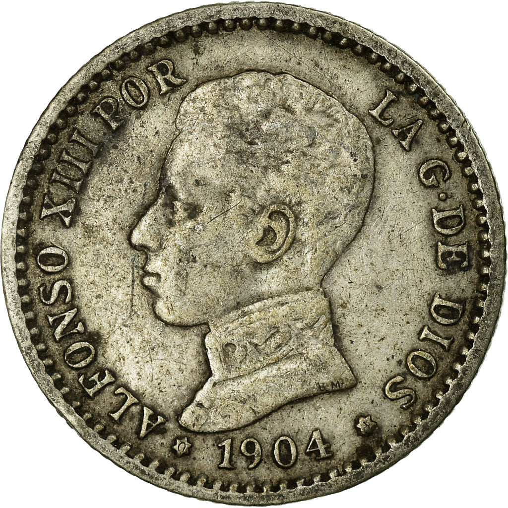 Coin, Spain, Alfonso XIII, 50 Centimos, 1904, Madrid, VF(20-25), Silver, KM:723