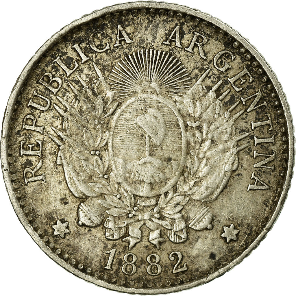 Moneda, Argentina, 10 Centavos, 1882, BC+, Plata, KM:26