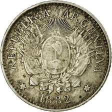 Moneda, Argentina, 10 Centavos, 1882, BC+, Plata, KM:26