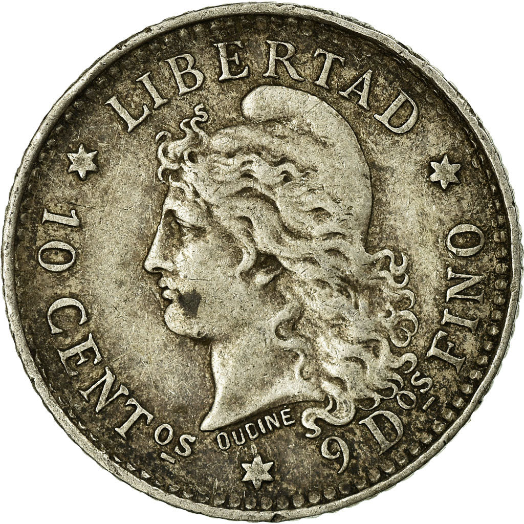 Moneda, Argentina, 10 Centavos, 1882, BC+, Plata, KM:26