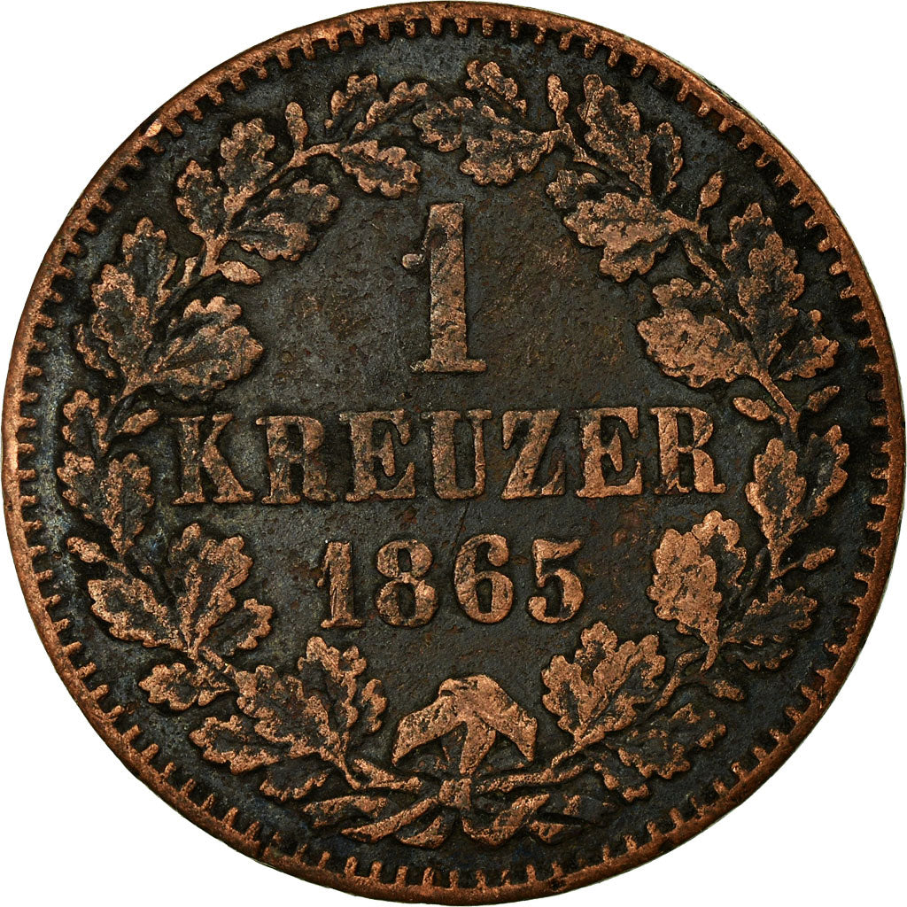 Coin, German States, BADEN, Friedrich I, Kreuzer, 1865, VF(30-35), Copper
