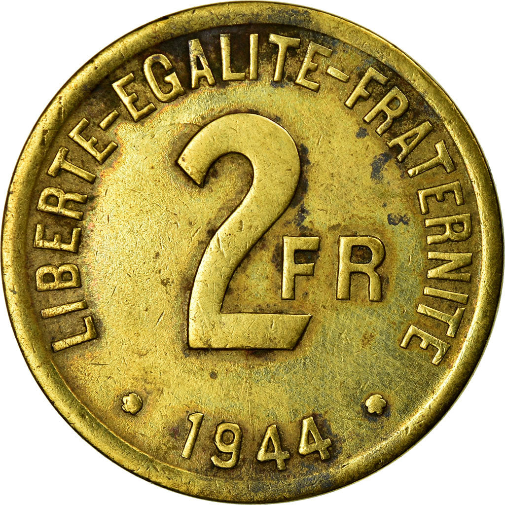 Münze, Frankreich, France Libre, 2 Francs, 1944, Philadelphia, S+, Messing