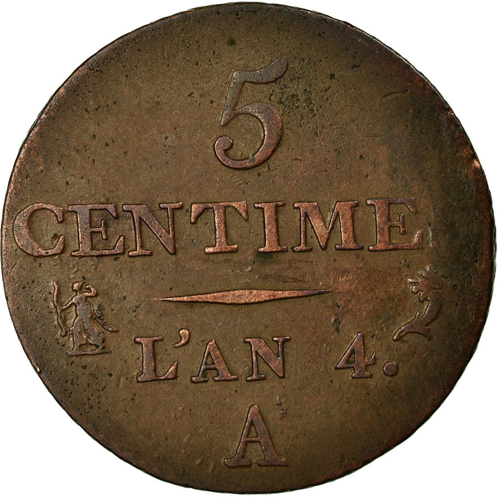 Coin, France, Dupré, 5 Centimes, AN 4, Paris, VF(30-35), Bronze, KM:635.1
