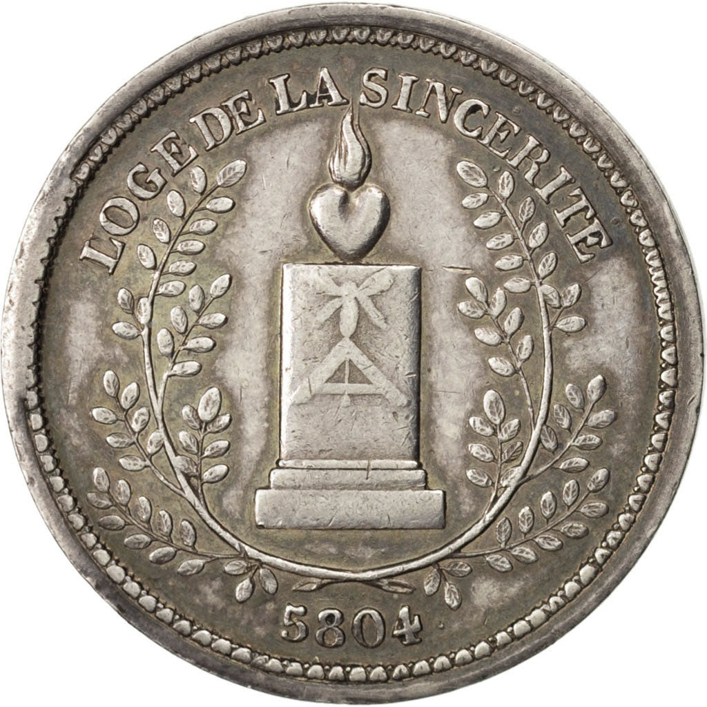 France, Masonic, Token, 1804, AU(55-58), Silver, 7.56