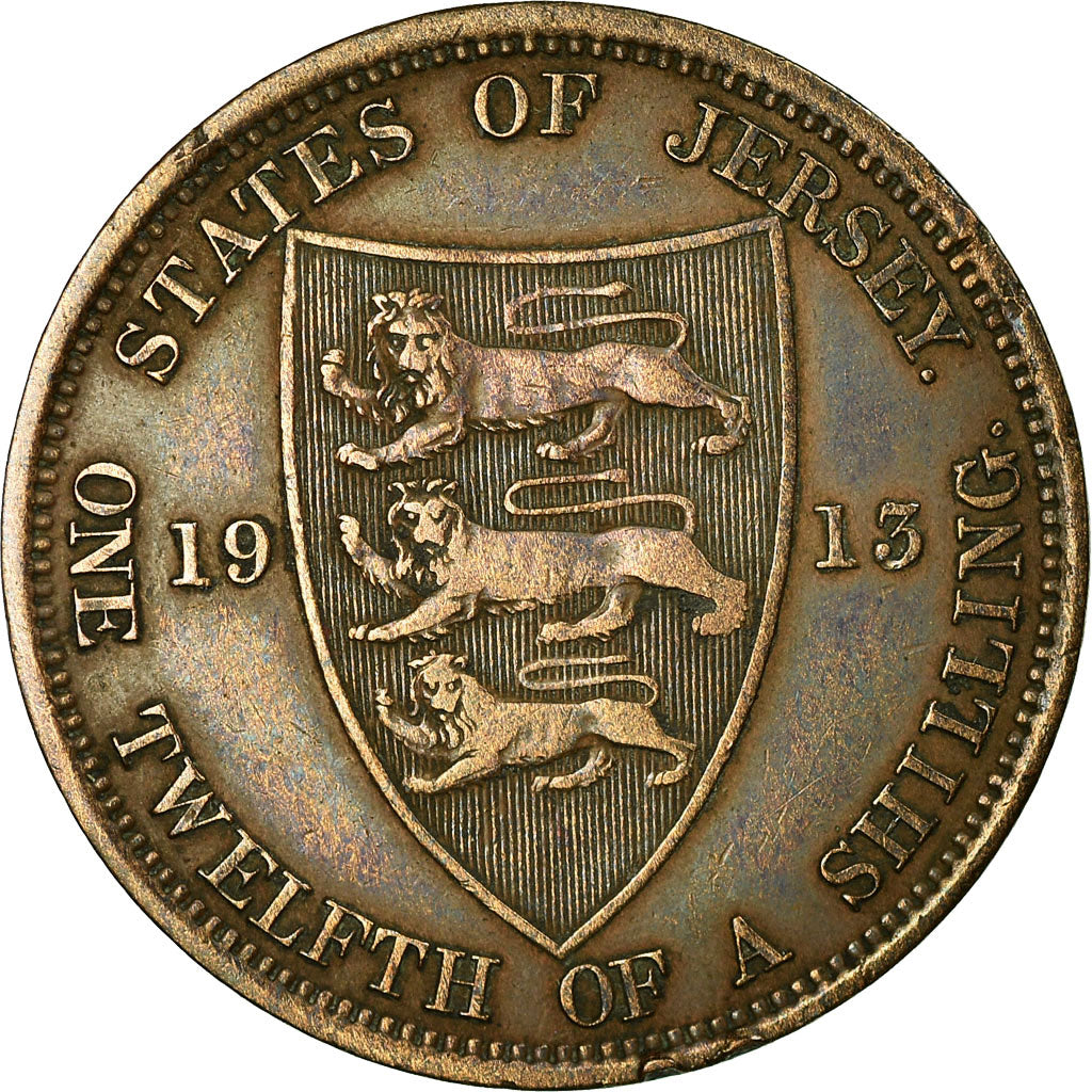 Coin, Jersey, George V, 1/12 Shilling, 1913, EF(40-45), Bronze, KM:12