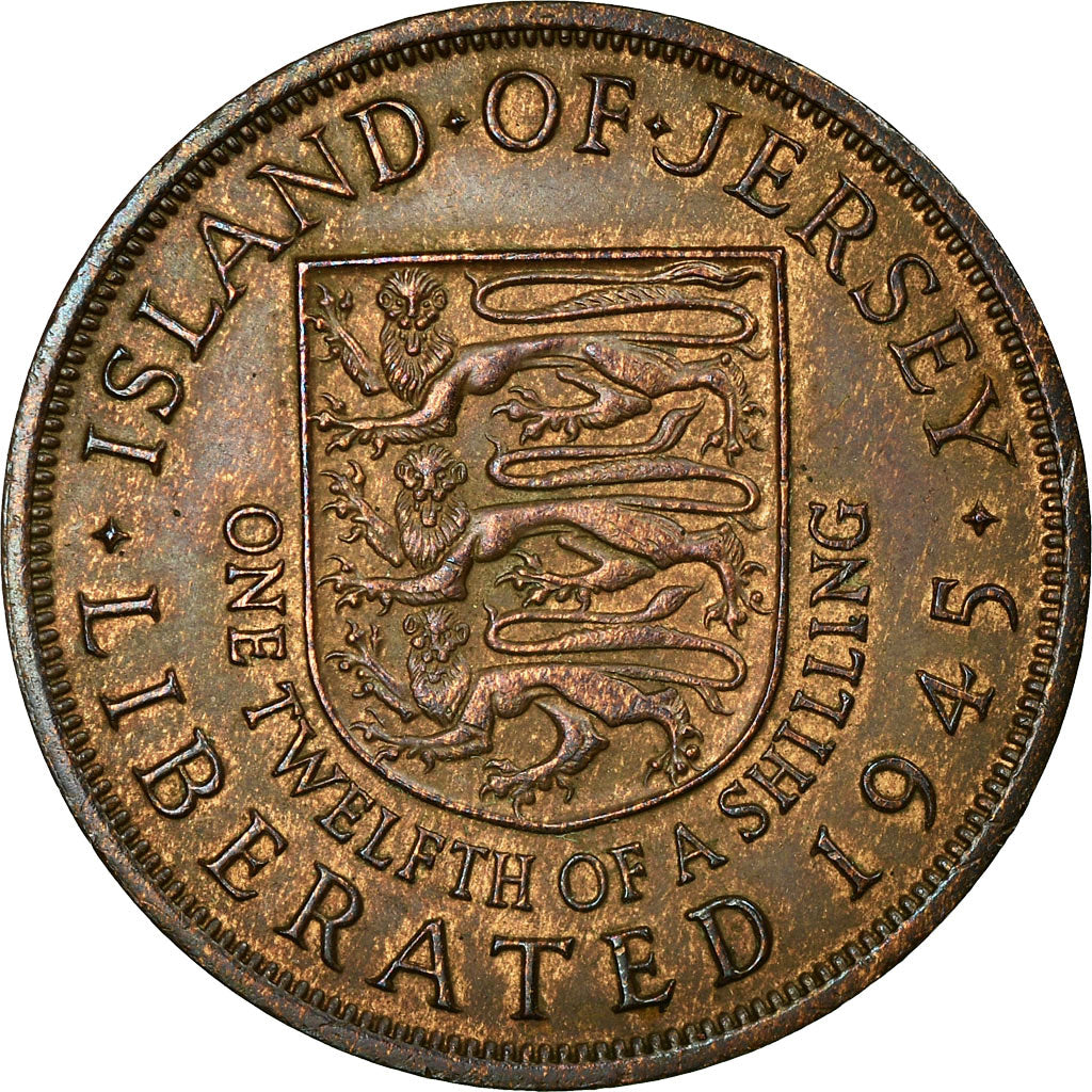 Coin, Jersey, George VI, 1/12 Shilling, 1945, EF(40-45), Bronze, KM:19