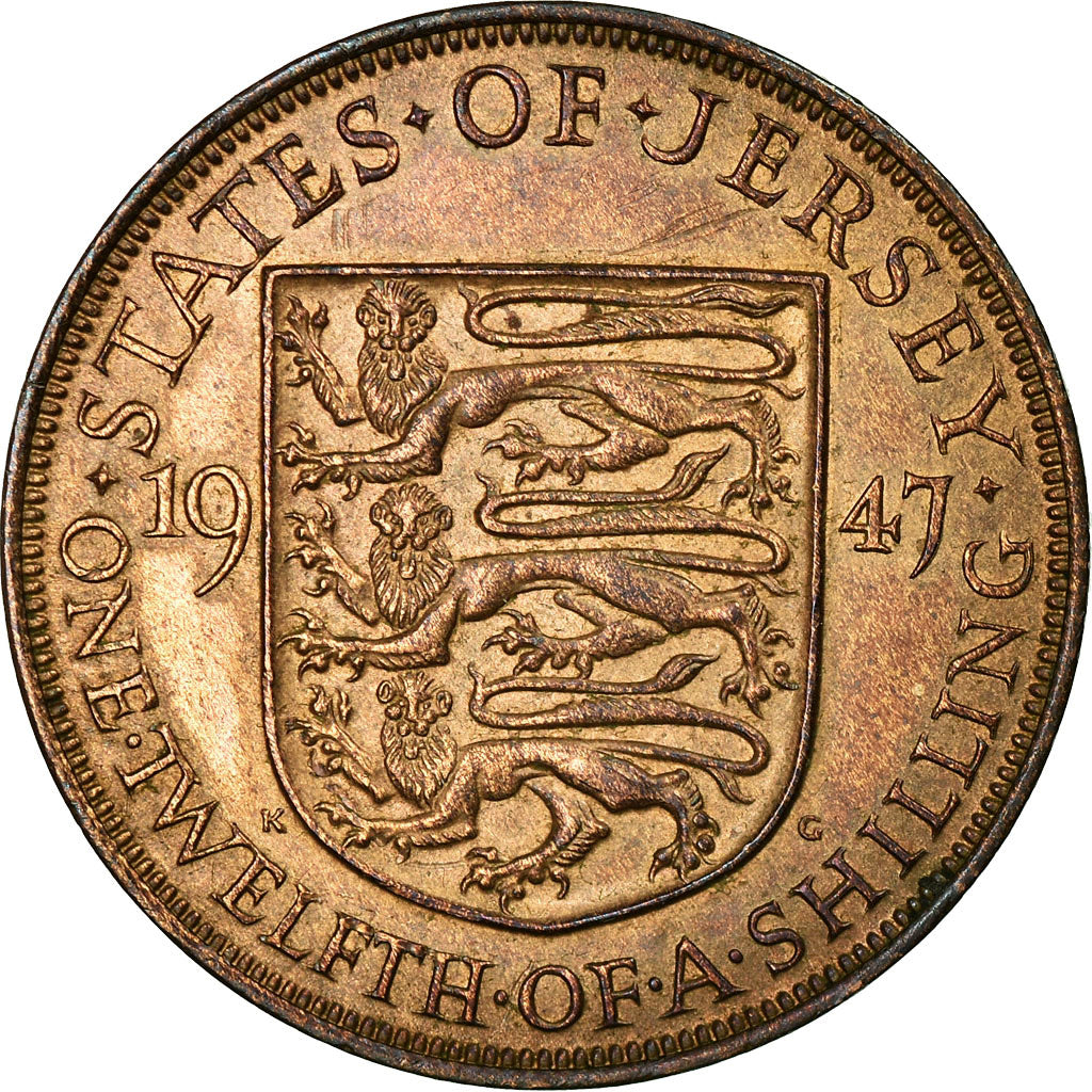 Coin, Jersey, George VI, 1/12 Shilling, 1947, EF(40-45), Bronze, KM:18