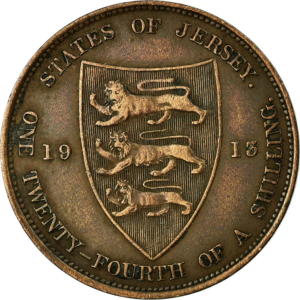 Coin, Jersey, George V, 1/24 Shilling, 1913, EF(40-45), Bronze, KM:11