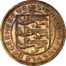 Monnaie, Guernsey, Elizabeth II, 8 Doubles, 1956, Heaton, TTB, Bronze, KM:16