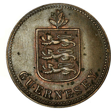 Coin, Guernsey, 2 Doubles, 1929, Heaton, Birmingham, EF(40-45), Bronze Plated