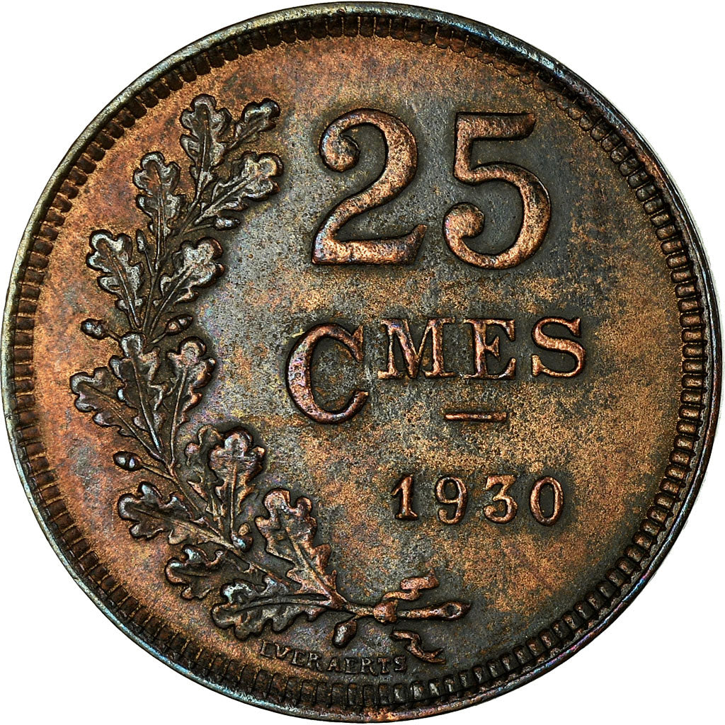 Coin, Luxembourg, Charlotte, 25 Centimes, 1930, EF(40-45), Bronze, KM:42