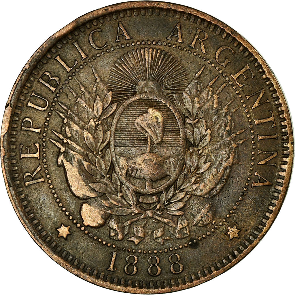 Münze, Argentinien, 2 Centavos, 1888, SS, Bronze, KM:33