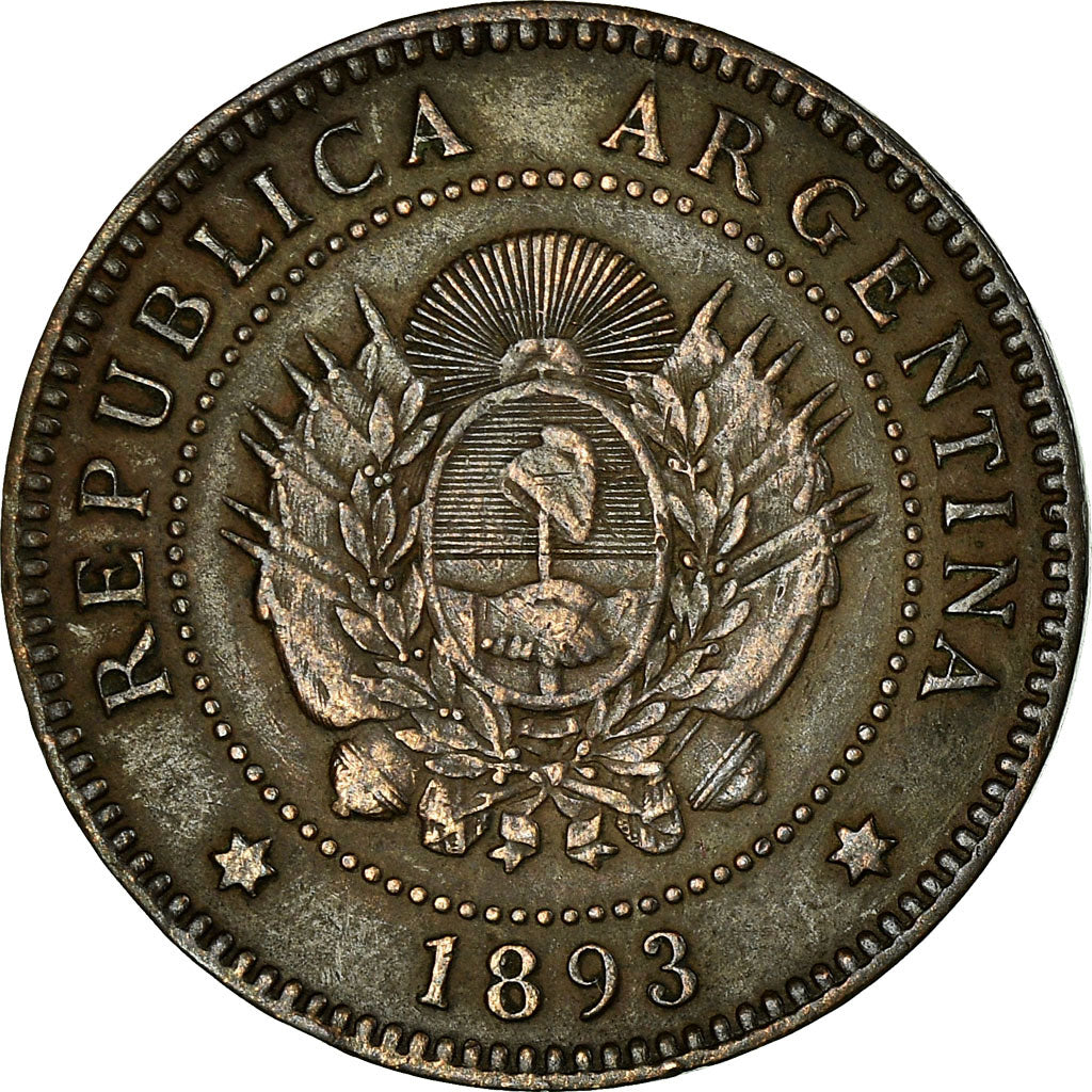 Coin, Argentina, Centavo, 1893, EF(40-45), Bronze, KM:32