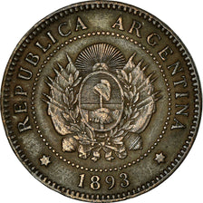 Coin, Argentina, Centavo, 1893, EF(40-45), Bronze, KM:32