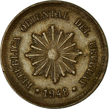 Moeda, Uruguai, 2 Centesimos, 1948, Santiago, EF(40-45), Cobre-Estanho-Zinco