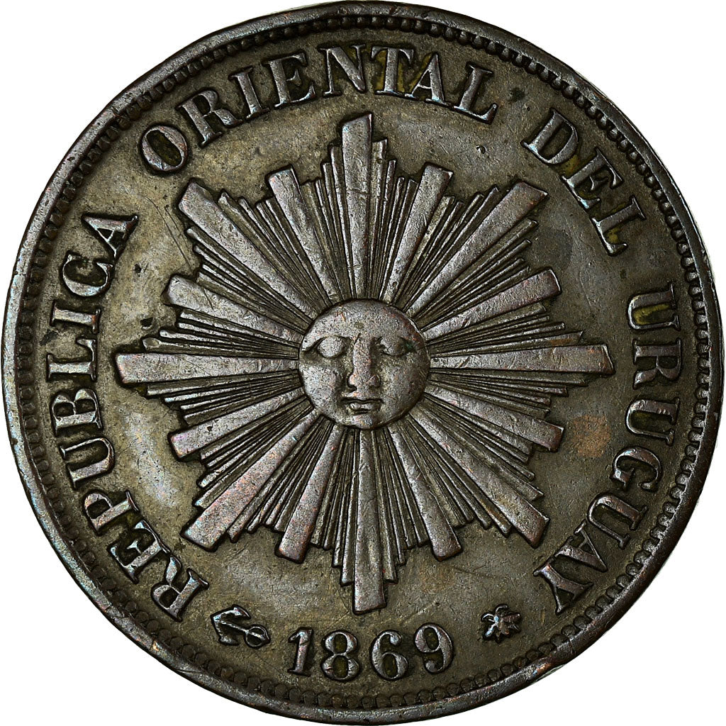 Coin, Uruguay, Centesimo, 1869, Uruguay Mint, Paris, Berlin, Vienna, EF(40-45)