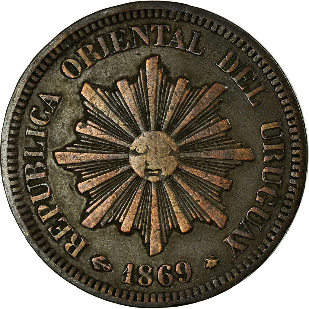Coin, Uruguay, 2 Centesimos, 1869, Uruguay Mint, Paris, Berlin, Vienna