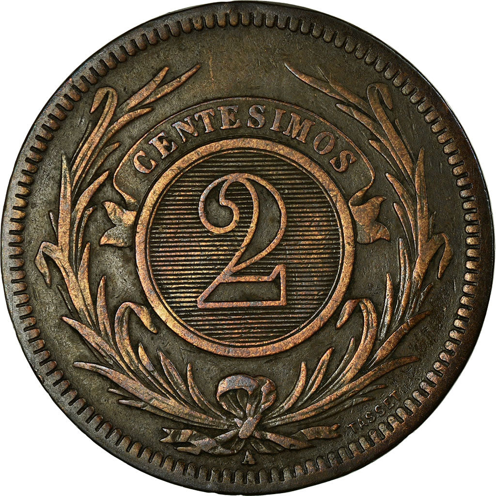 Coin, Uruguay, 2 Centesimos, 1869, Uruguay Mint, Paris, Berlin, Vienna