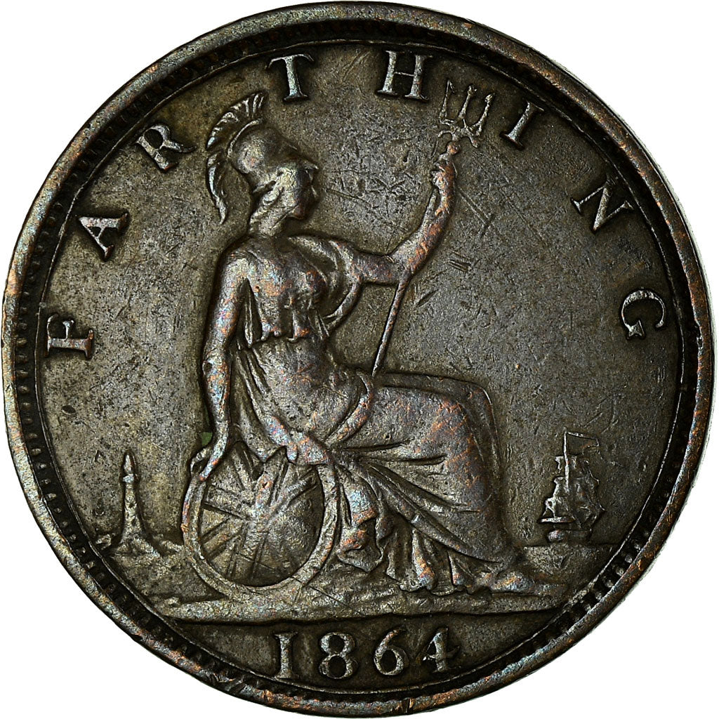 Coin, Great Britain, Victoria, Farthing, 1864, EF(40-45), Bronze, KM:747.2