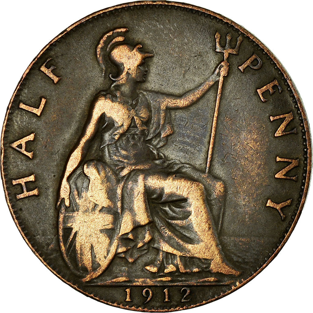 Coin, Great Britain, George V, 1/2 Penny, 1912, VF(30-35), Bronze, KM:809