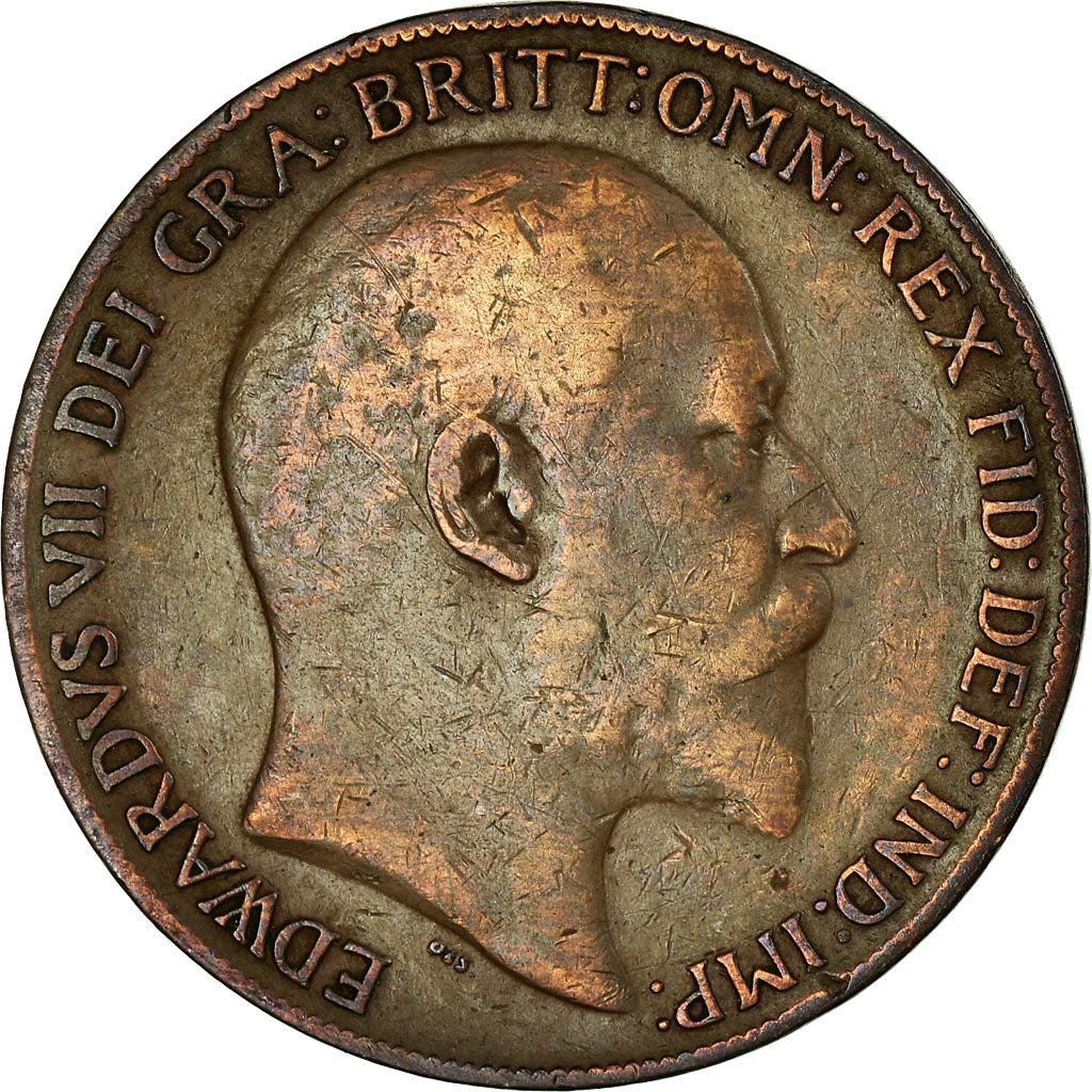 Coin, Great Britain, Edward VII, Penny, 1910, EF(40-45), Bronze, KM:794.2