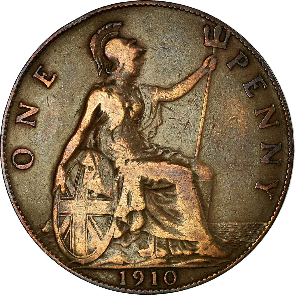 Coin, Great Britain, Edward VII, Penny, 1910, EF(40-45), Bronze, KM:794.2