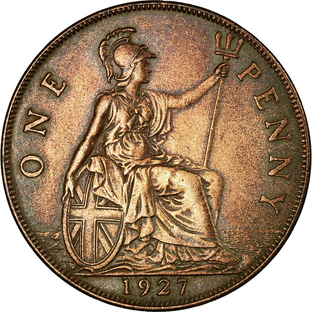 Coin, Great Britain, George V, Penny, 1927, AU(55-58), Bronze, KM:826