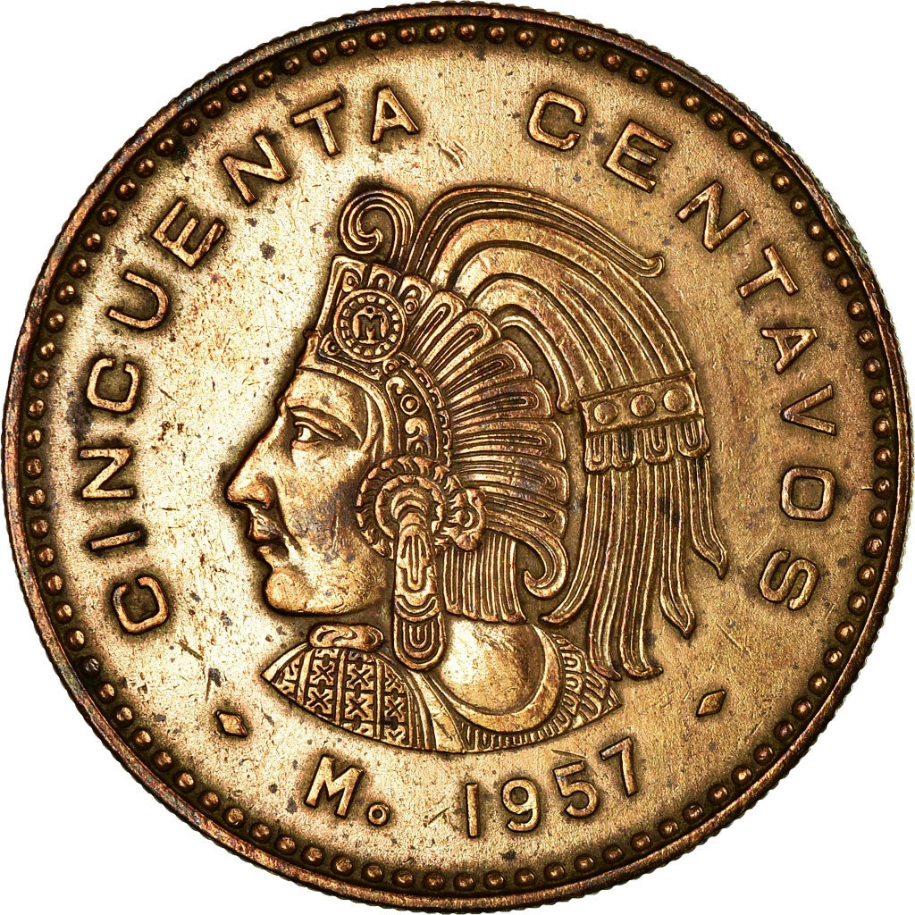 Coin, Mexico, 50 Centavos, 1957, Mexico City, EF(40-45), Bronze, KM:450
