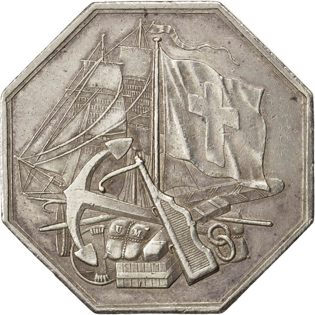 France, The Boats, Token, 1847, AU(50-53), Silver, 22.40