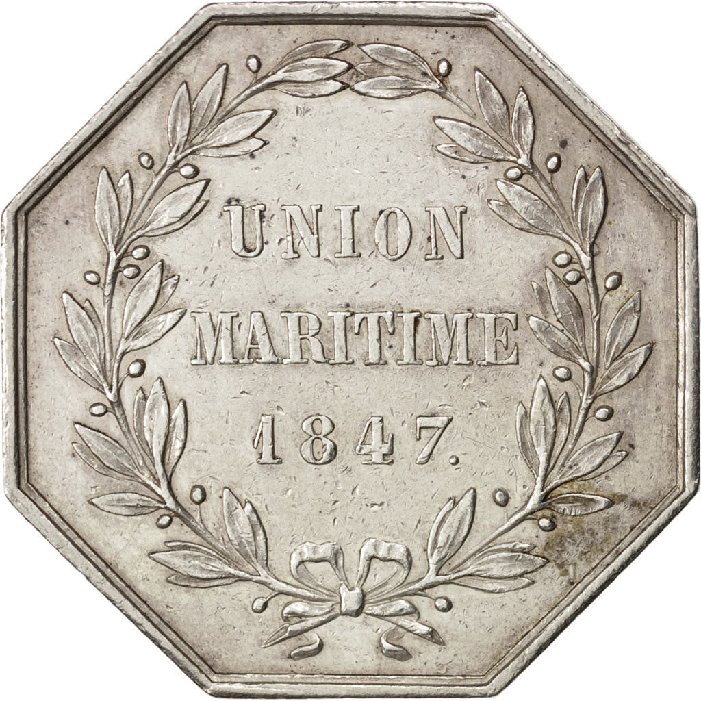 France, The Boats, Token, 1847, AU(50-53), Silver, 22.40