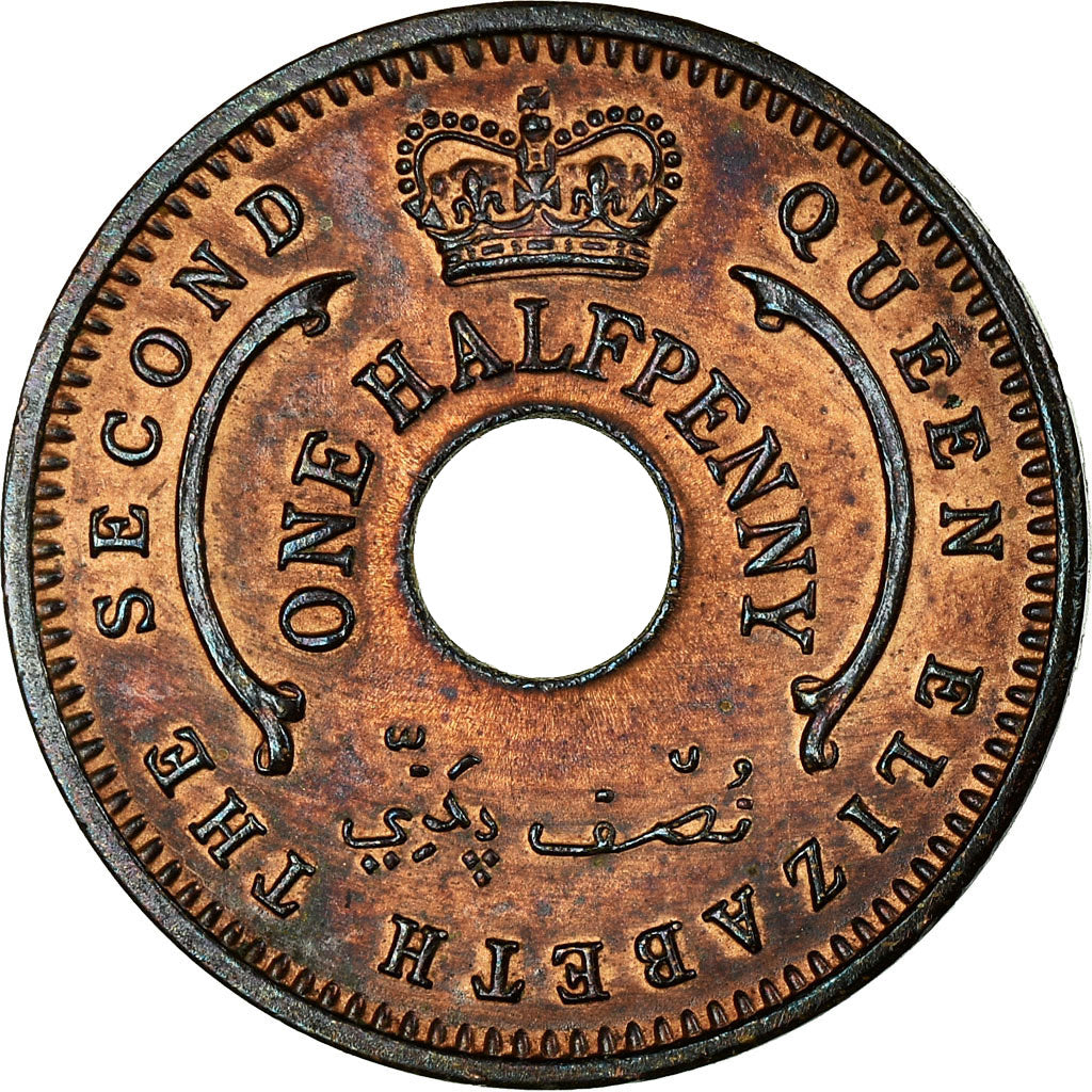 Monnaie, Nigéria, Elizabeth II, 1/2 Penny, 1959, TTB, Bronze, KM:1