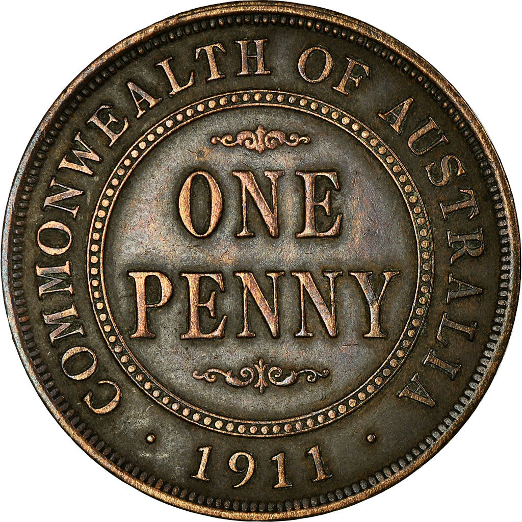 Coin, Australia, George V, Penny, 1911, AU(50-53), Bronze, KM:23