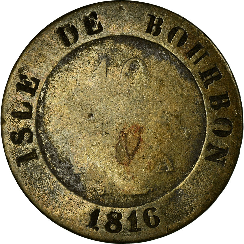 Coin, ISLE DE BOURBON, 10 Centimes, 1816, Paris, VG(8-10), Billon, KM:A1