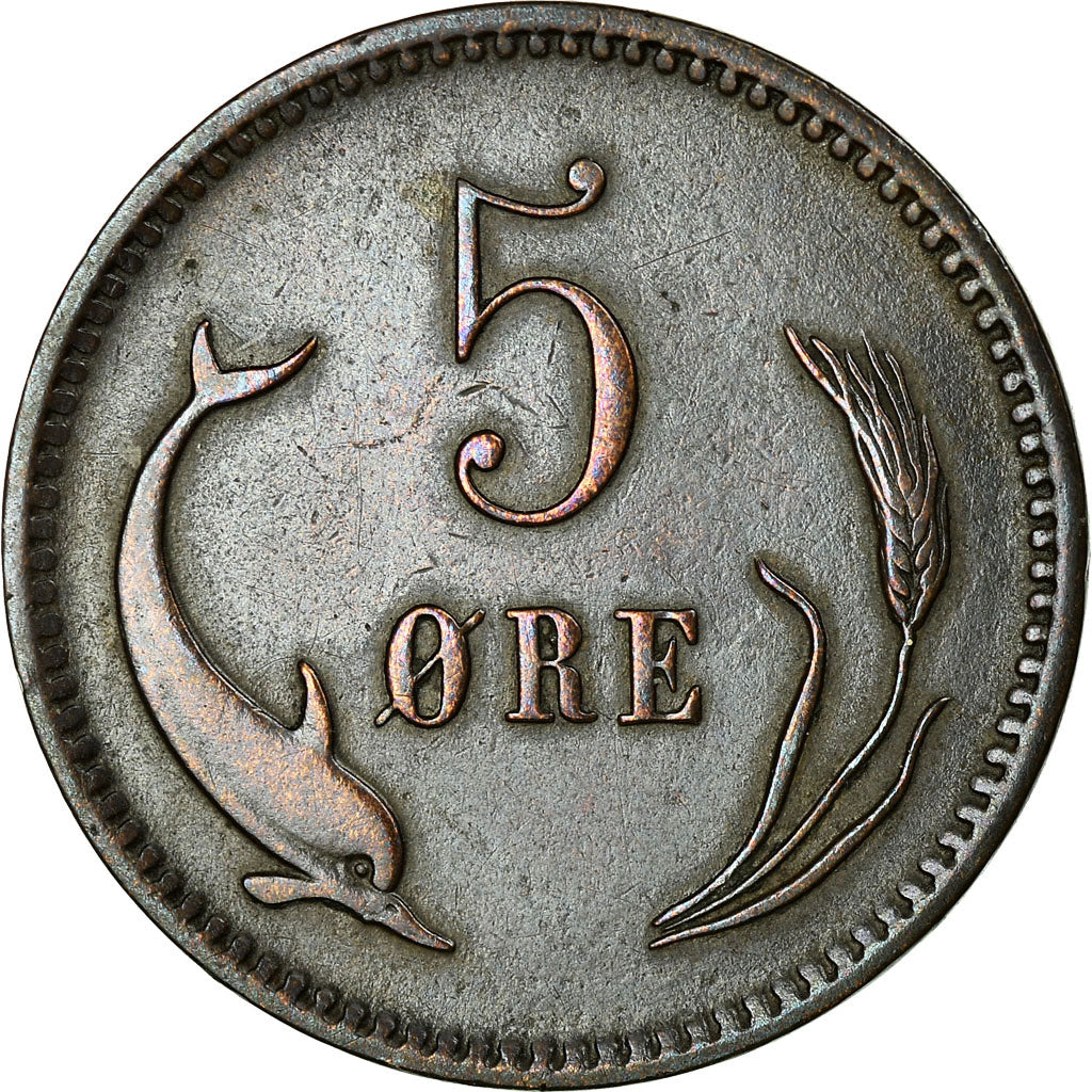Moneta, Danimarca, Christian IX, 5 Öre, 1874, Copenhagen, BB+, Bronzo, KM:794.1