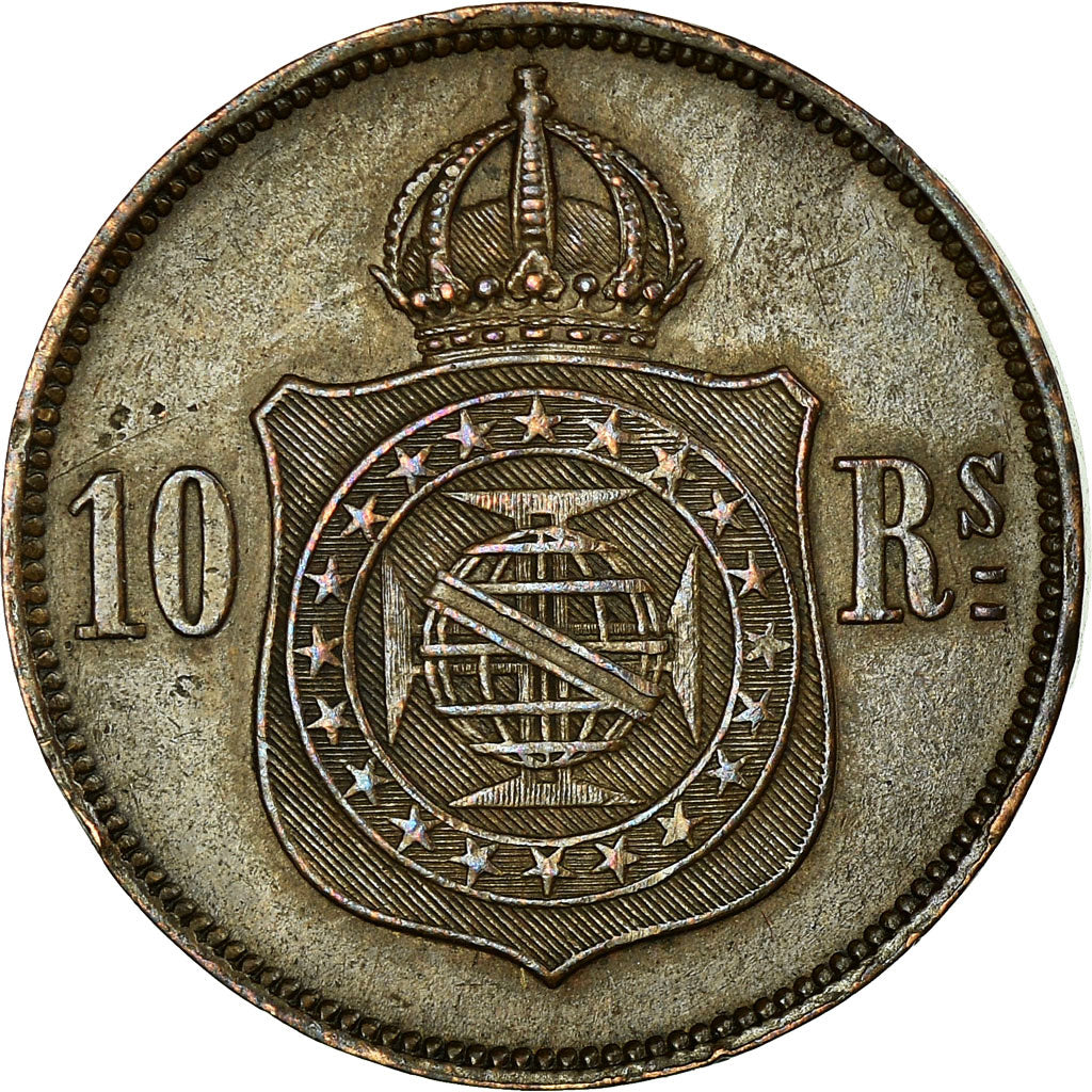Monnaie, Brésil, Pedro II, 10 Reis, 1868, TTB, Bronze, KM:473