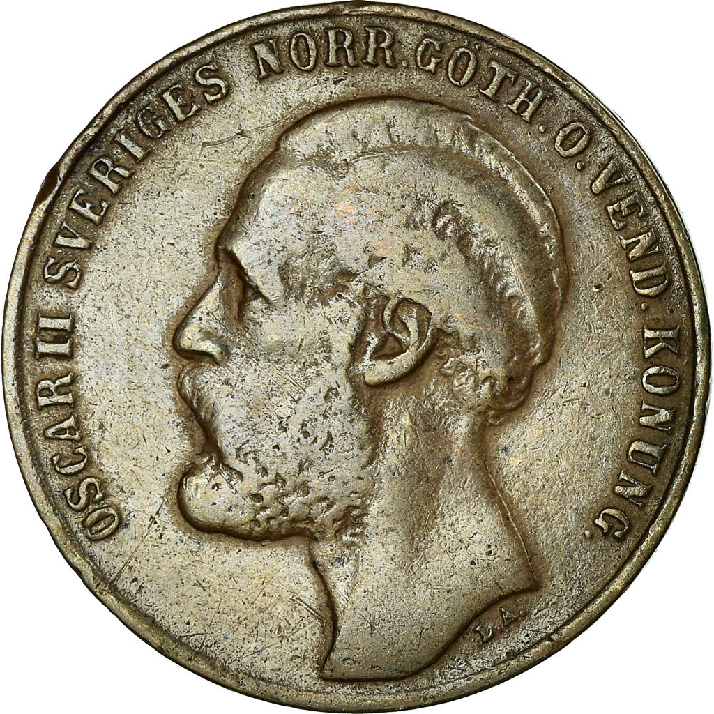 Coin, Sweden, Oscar II, 2 Öre, 1873, VF(30-35), Bronze, KM:729