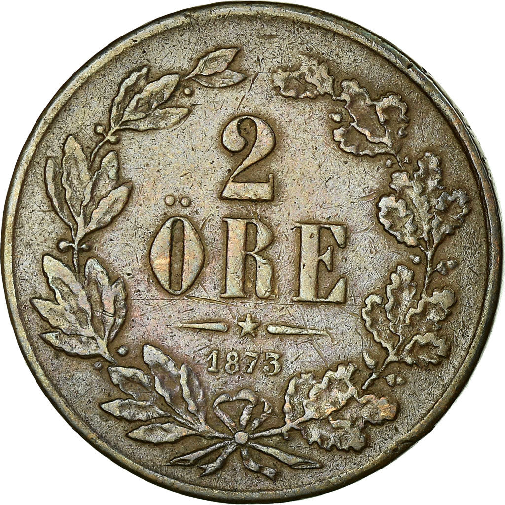 Coin, Sweden, Oscar II, 2 Öre, 1873, VF(30-35), Bronze, KM:729