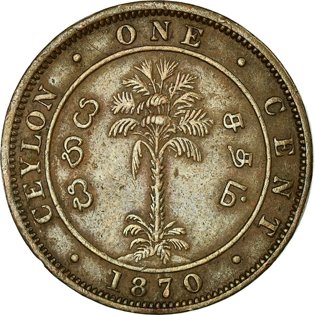 Coin, Ceylon, Victoria, Cent, 1870, VF(30-35), Copper, KM:92