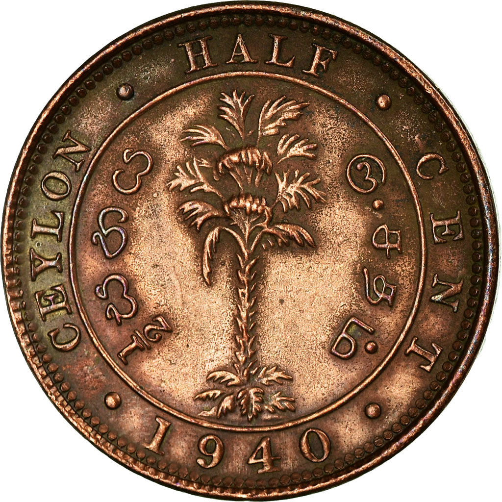 Moneta, Ceylon, George VI, 1/2 Cent, 1940, BB, Rame, KM:110