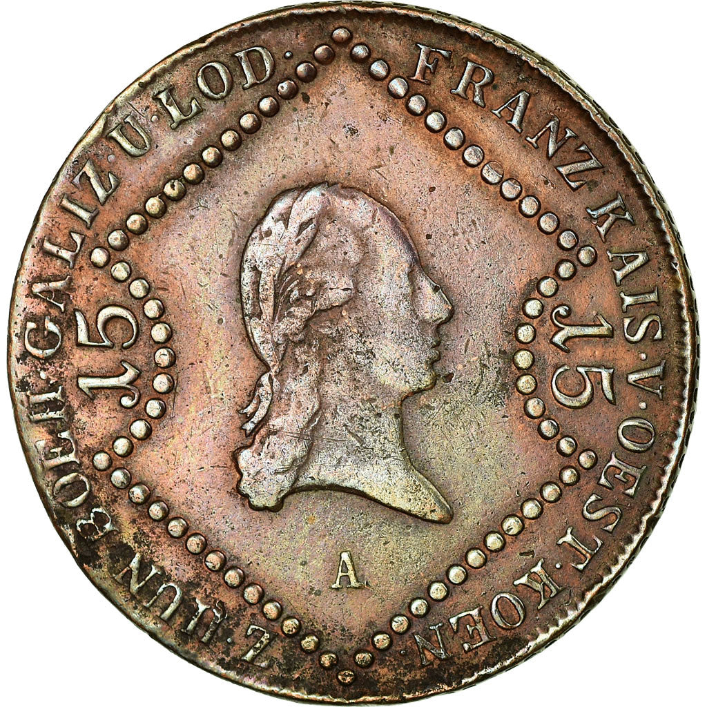 Coin, Austria, Franz II (I), 15 Kreuzer, 1807, EF(40-45), Copper, KM:2138